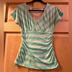 Mint Green Striped Women's Top Size Small
